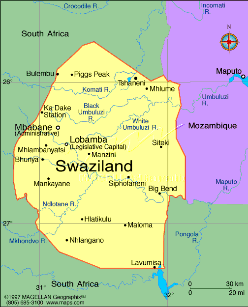 carte du swaziland